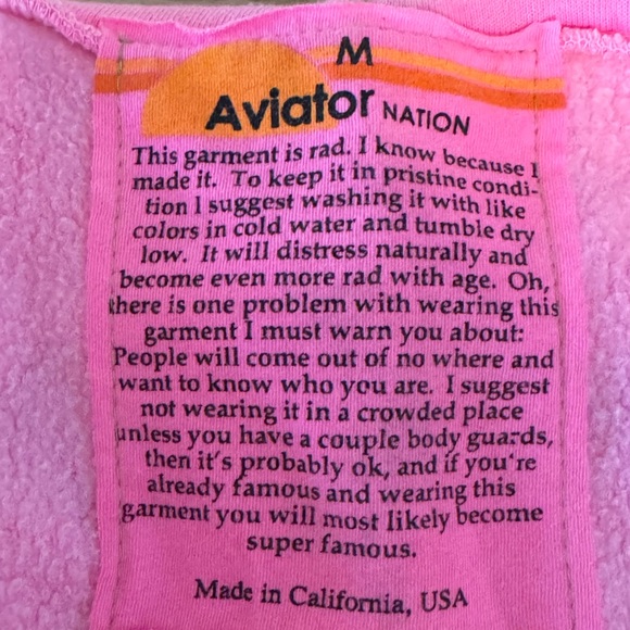Aviator Nation Bright Pink Hoodie with Rainbow Logo - Picture 5 of 5